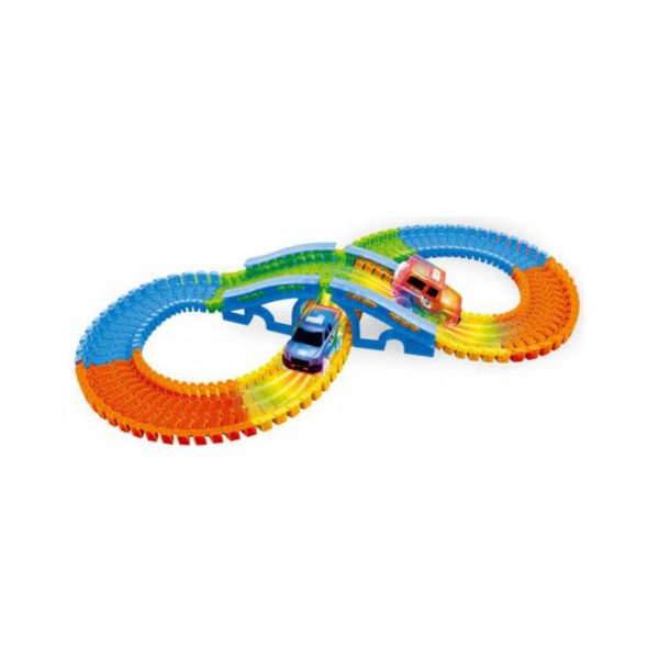 Pista Flexible SHINE 116 Piezas con Auto Luminoso