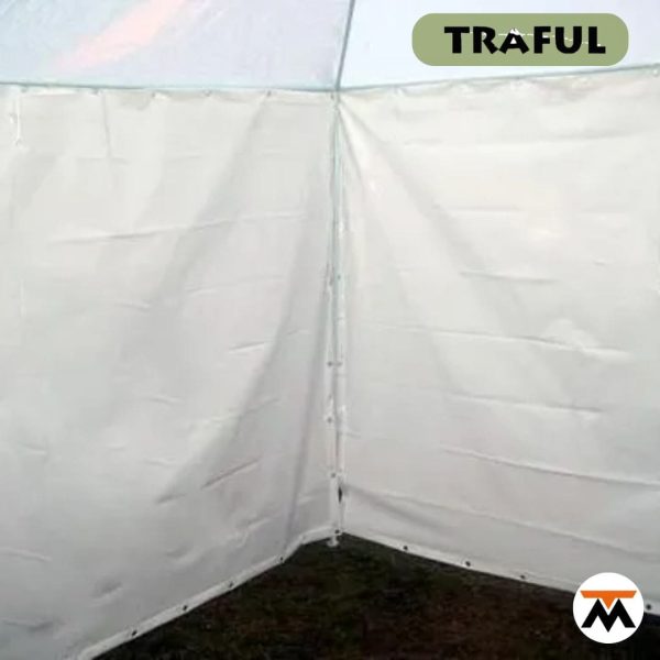 Gazebo Fijo de Rafia Blanca 2.4 x 2.4 m con Laterales