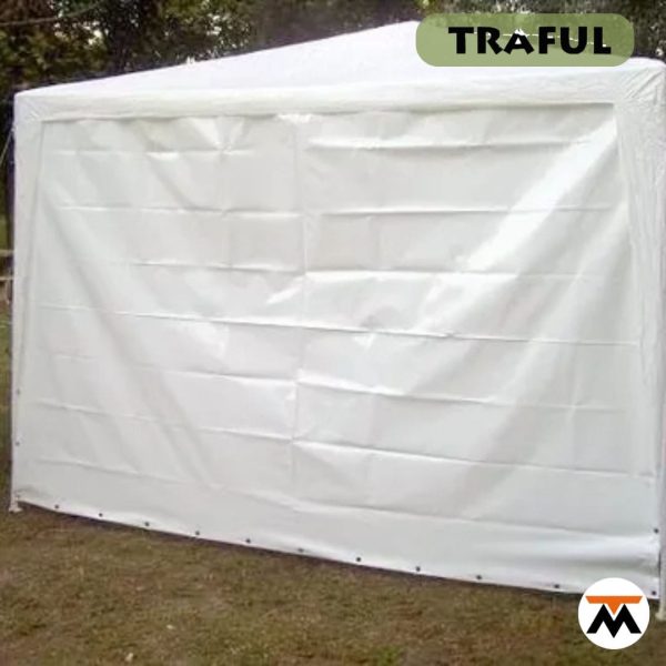 Gazebo Fijo de Rafia Blanca 2.4 x 2.4 m con Laterales