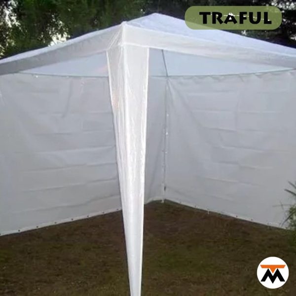 Gazebo Fijo de Rafia Blanca 2.4 x 2.4 m con Laterales