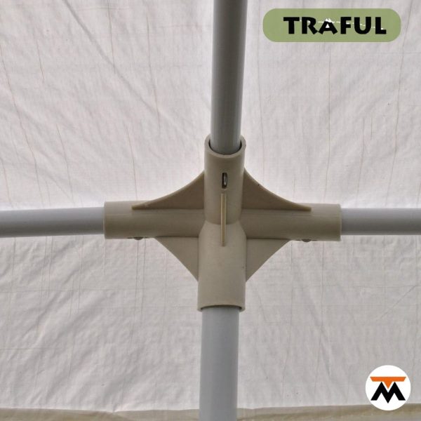 Gazebo Fijo de Rafia Blanca 2.4 x 2.4 m con Laterales