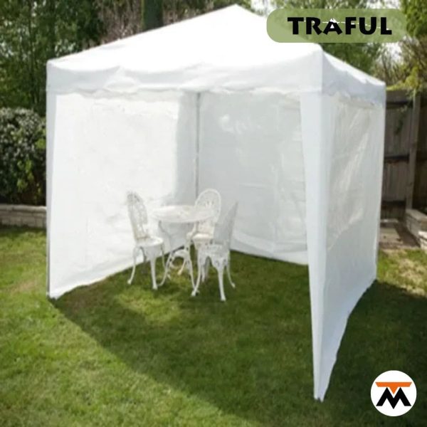 Gazebo Fijo de Rafia Blanca 2.4 x 2.4 m con Laterales