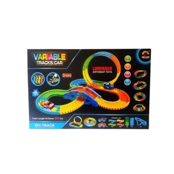 Pista de Auto Flexible SHINE 156 Piezas con Auto Luminoso