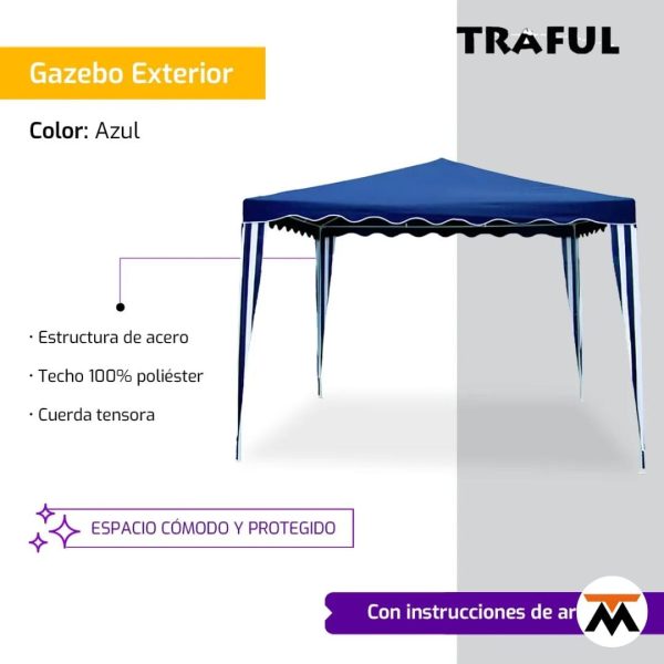 Gazebo Fijo Azul 3 x 3