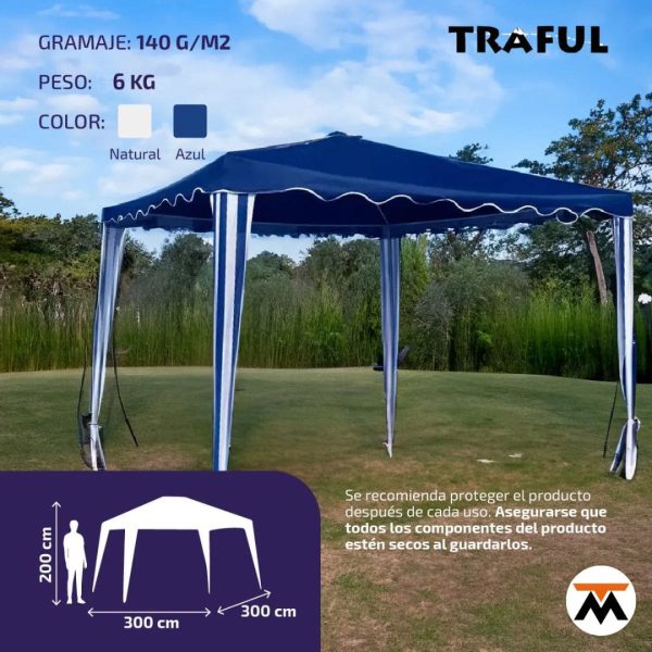 Gazebo Fijo Azul 3 x 3