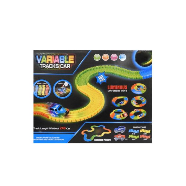Pista Flexible SHINE 217 Piezas con Auto Luminoso