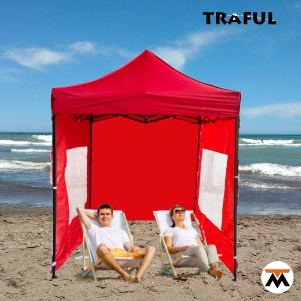 Gazebo Plegable Traful 2 x 2 Rojo con Laterales